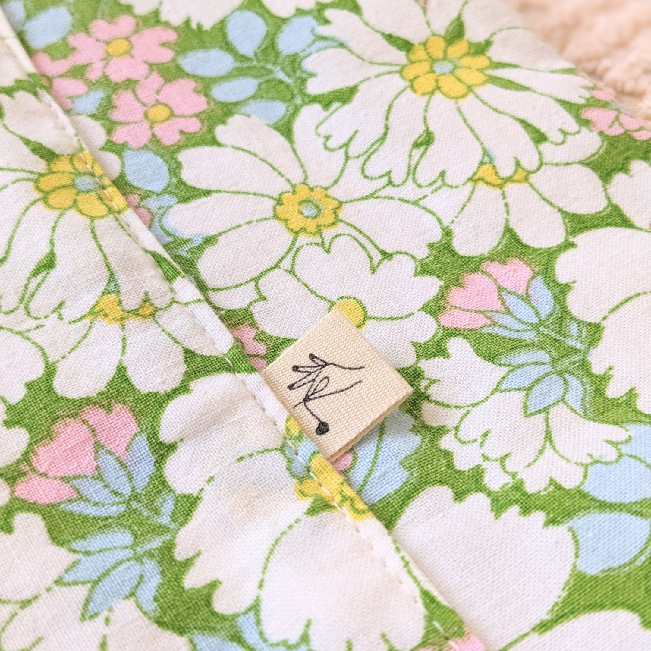 Sac cabas fleurs vintage vert