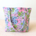 Sac cabas fleurs vintage rose