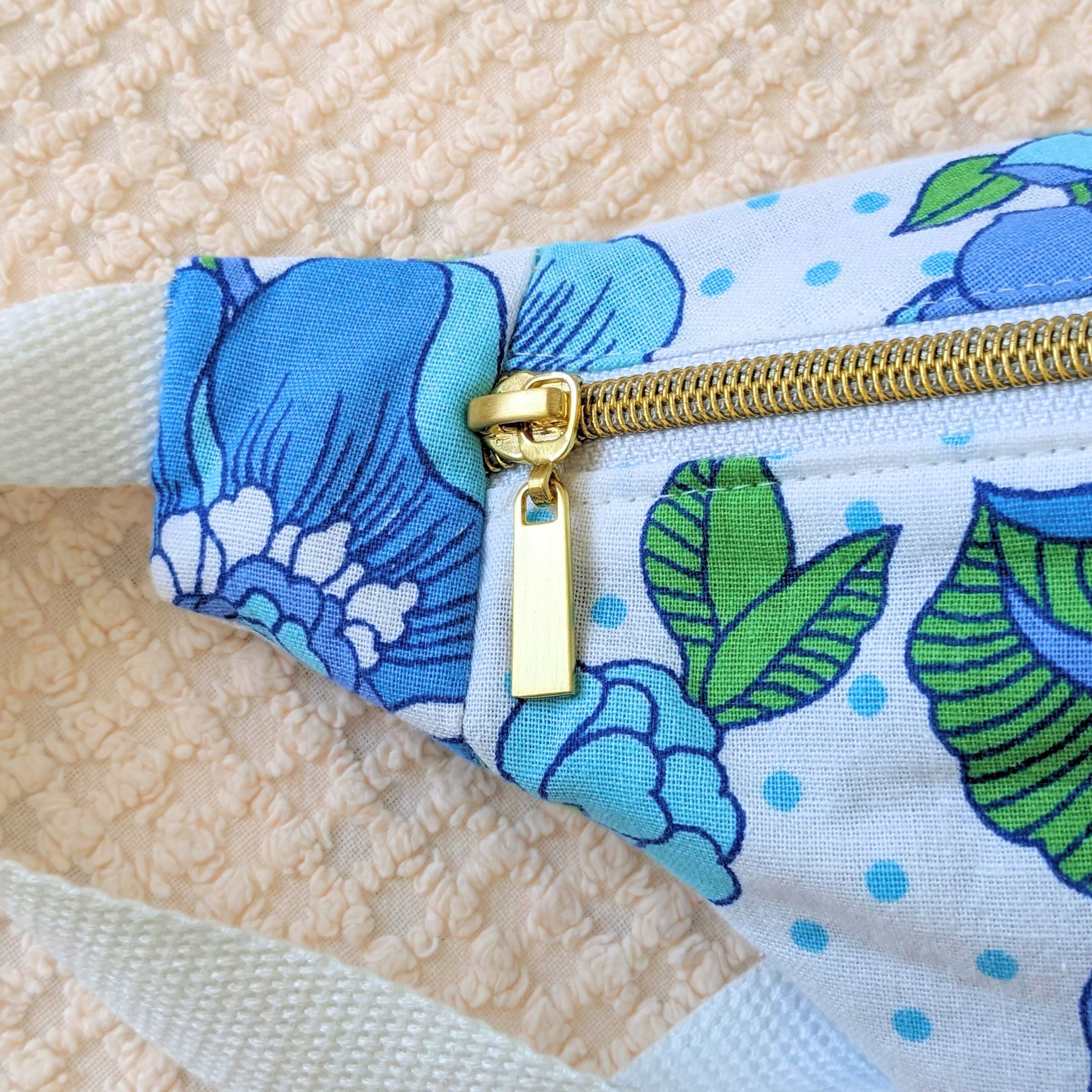 Sac banane bouquet vintage bleu