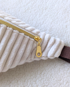 Sac banane velours blanc & fleurs 70s