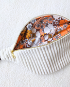 Sac banane velours blanc & fleurs 70s