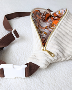 Sac banane velours blanc & fleurs 70s