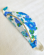 Sac banane vintage fleurs bleu