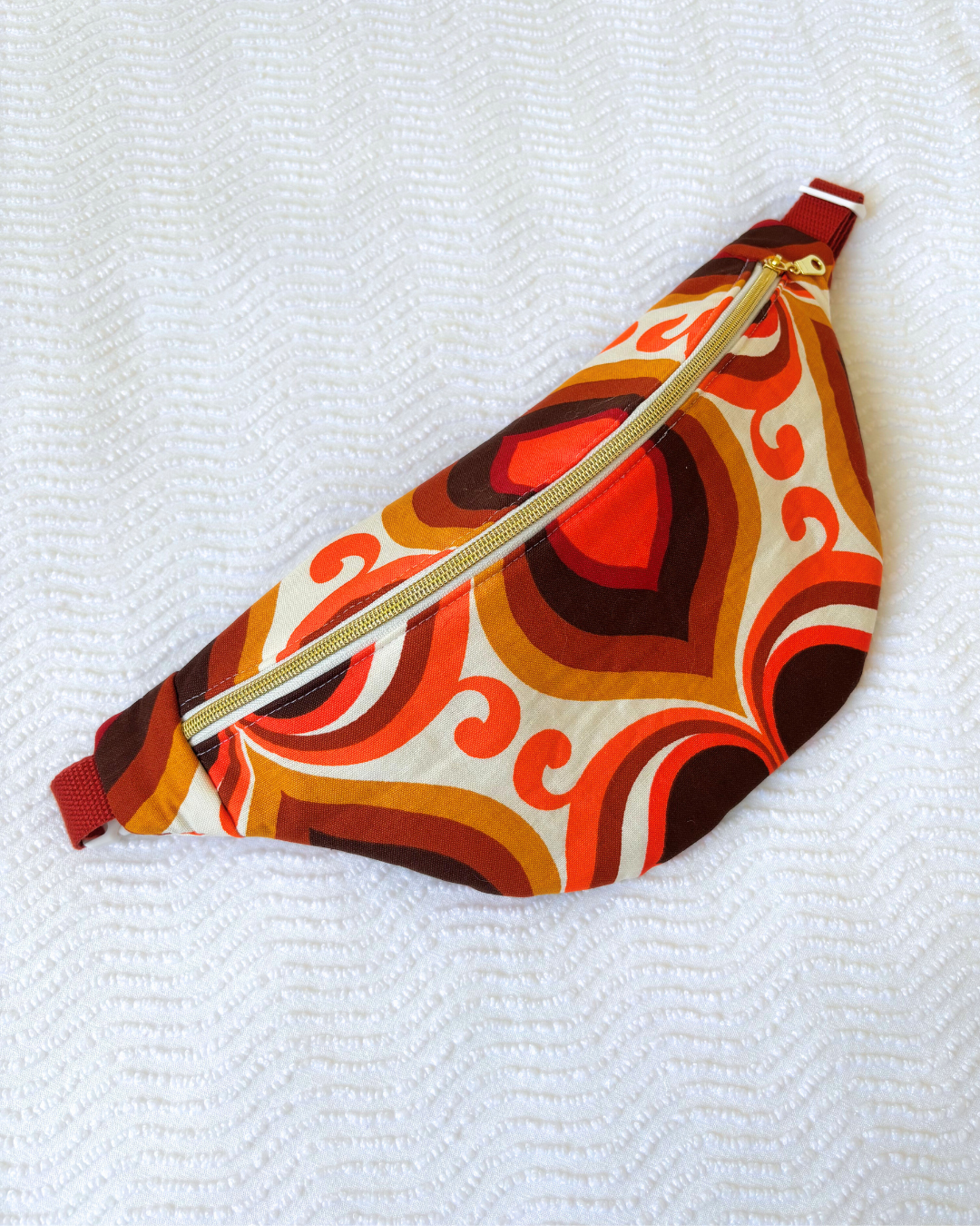 Sac banane arabesques vintage orange