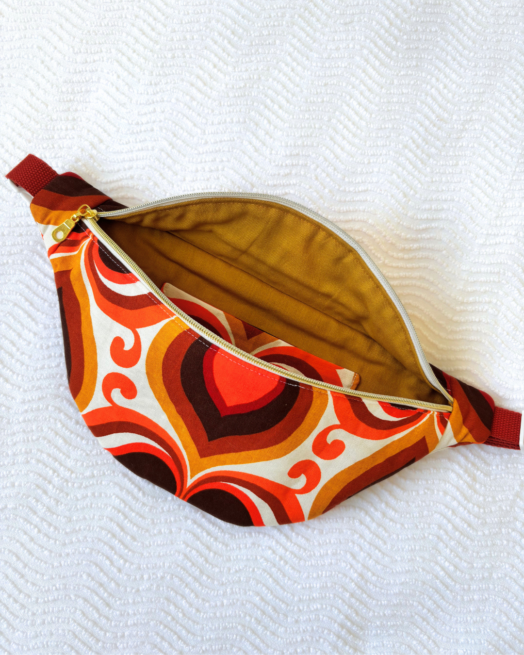 Sac banane arabesques vintage orange