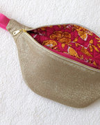 Sac banane paillettes dorées & fleurs indiennes