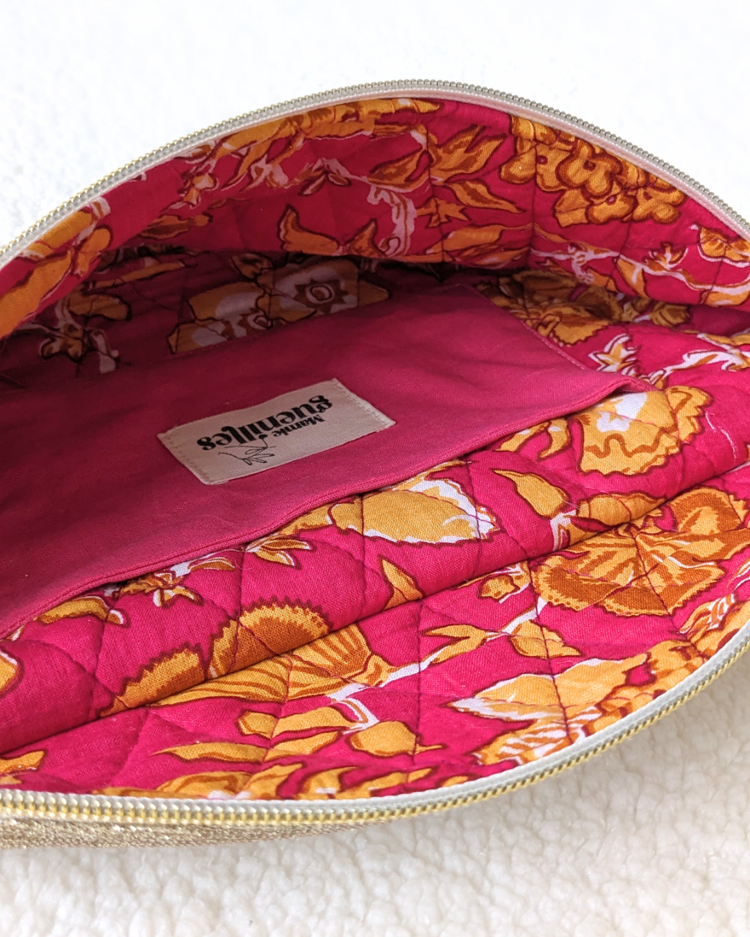 Sac banane paillettes dorées & fleurs indiennes