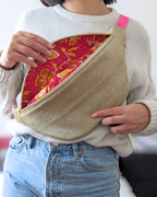 Sac banane paillettes dorées & fleurs indiennes