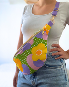 Sac banane vintage fleurs et pois