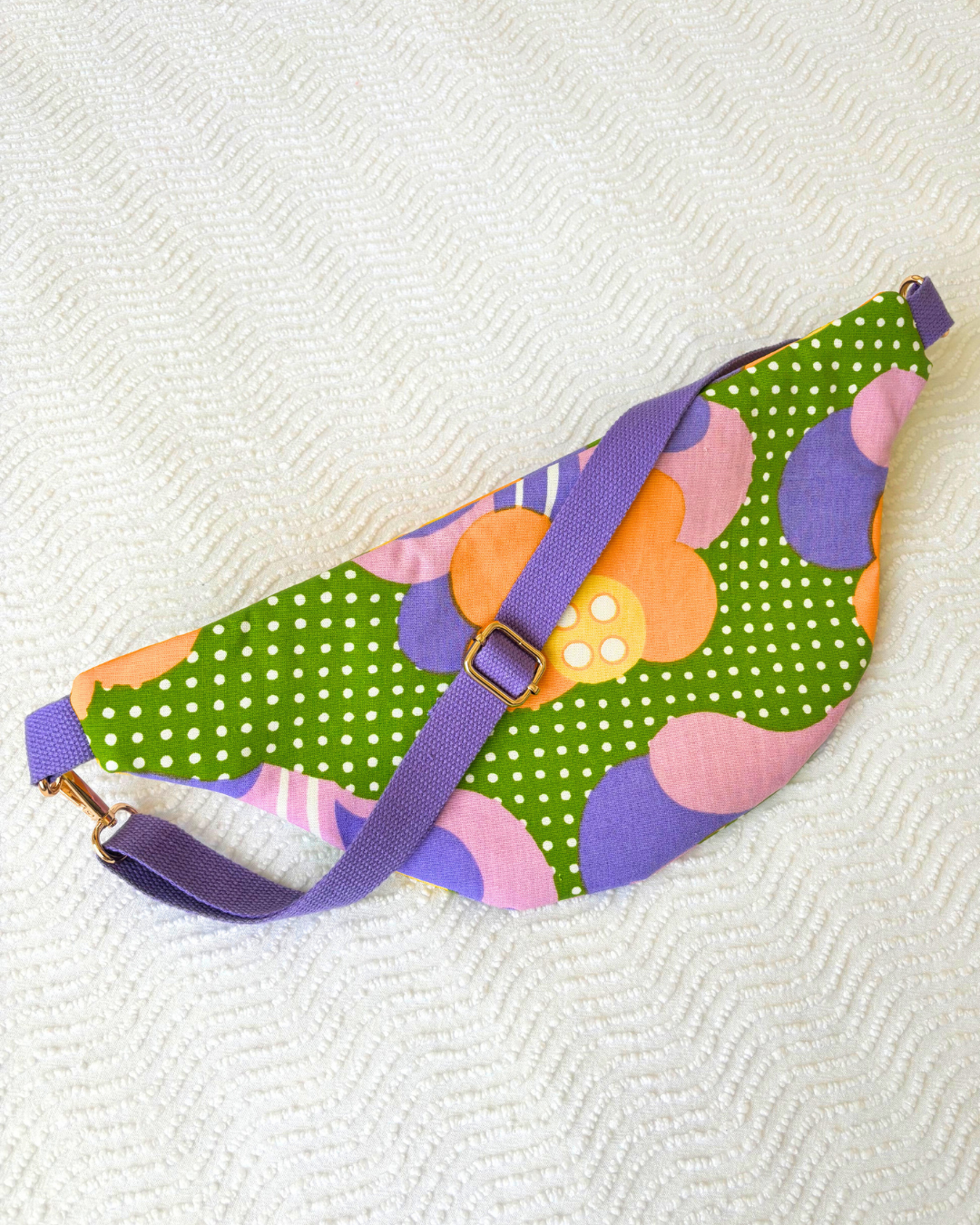 Sac banane vintage fleurs et pois