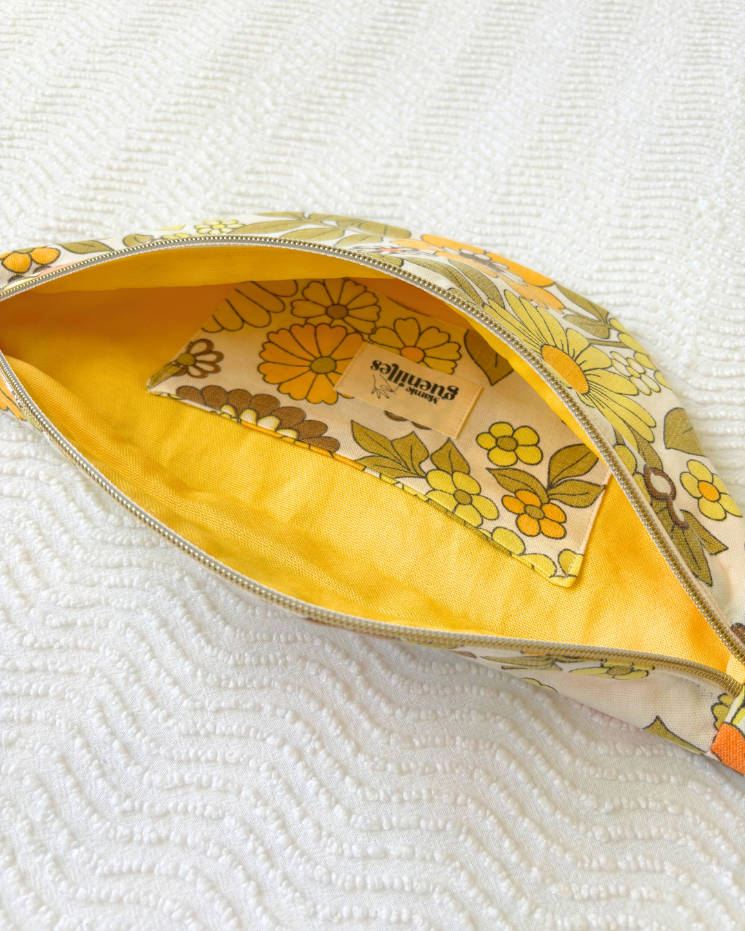 Sac banane vintage fleurs jaune