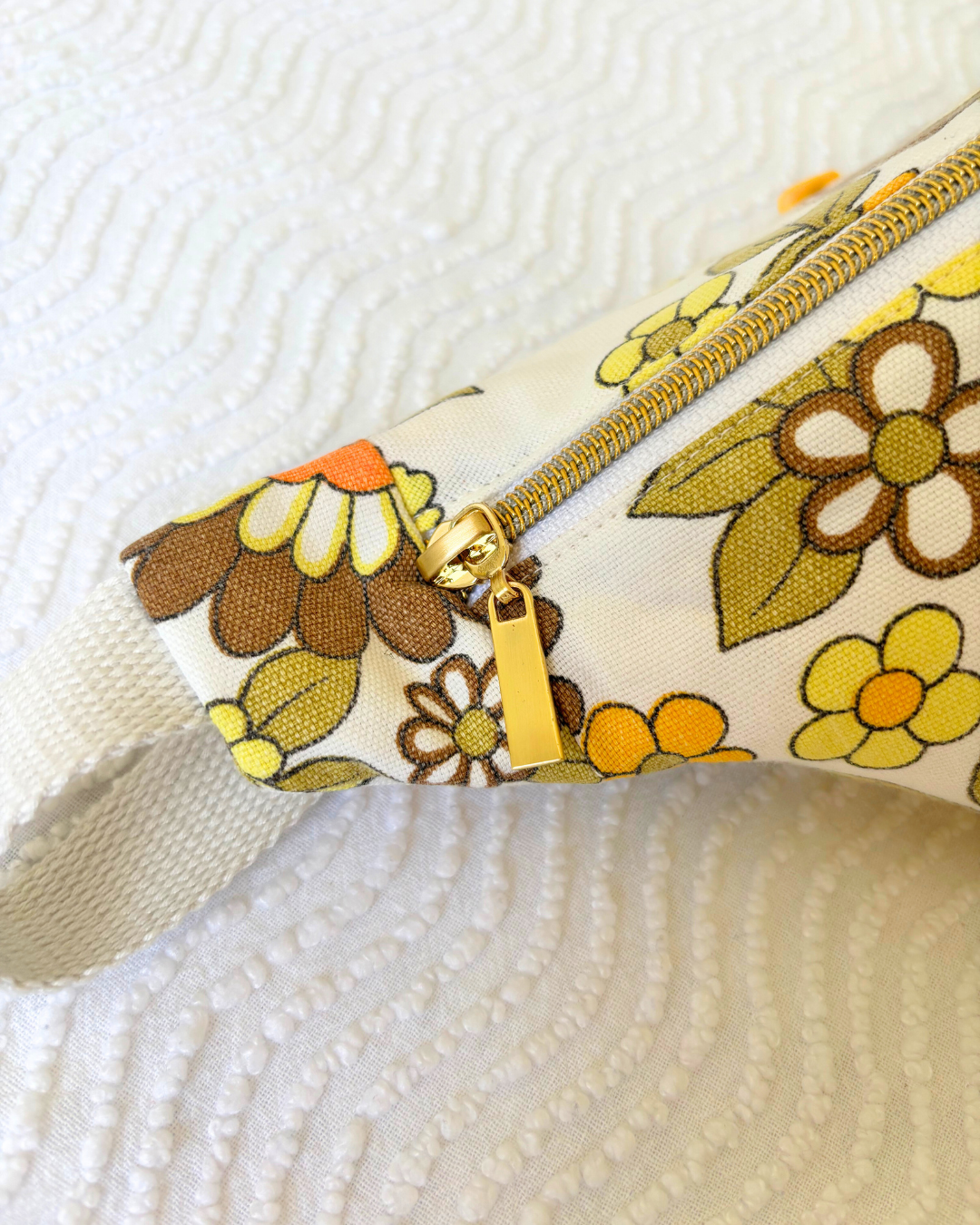 Sac banane vintage fleurs jaune