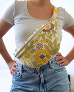 Sac banane vintage fleurs jaune