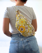 Sac banane vintage fleurs jaune