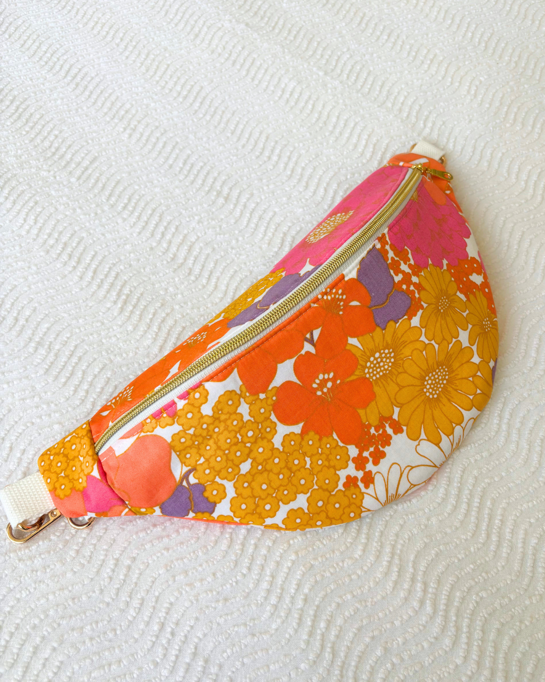 Sac banane vintage fleurs multicolore