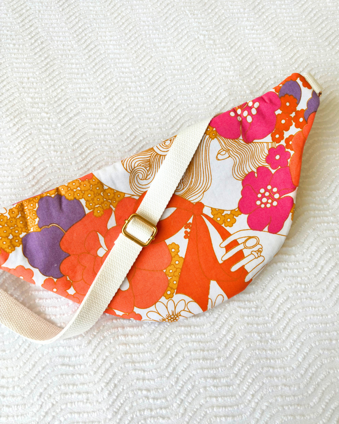 Sac banane vintage fleurs multicolore