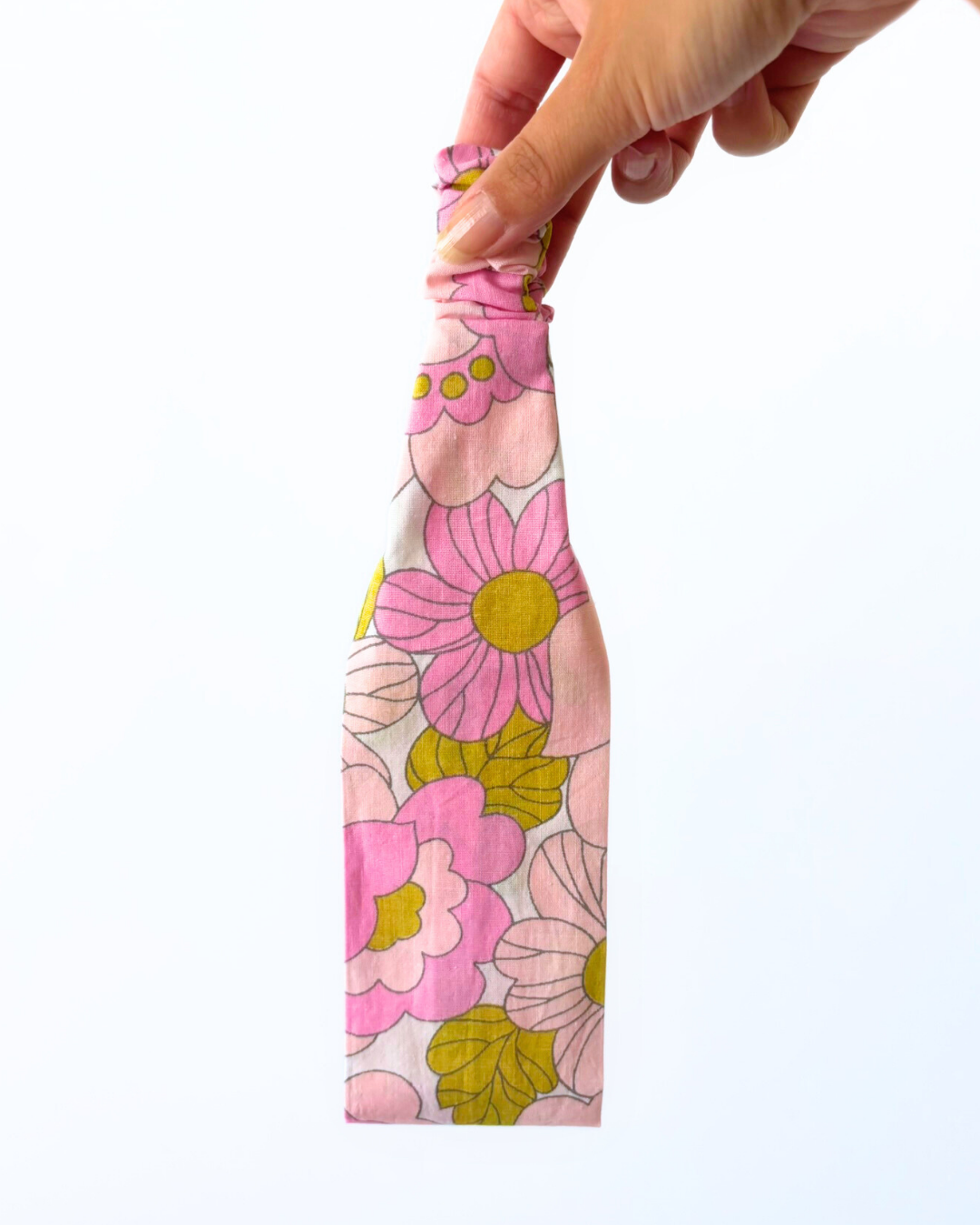 Bandeau fleurs vintage rose