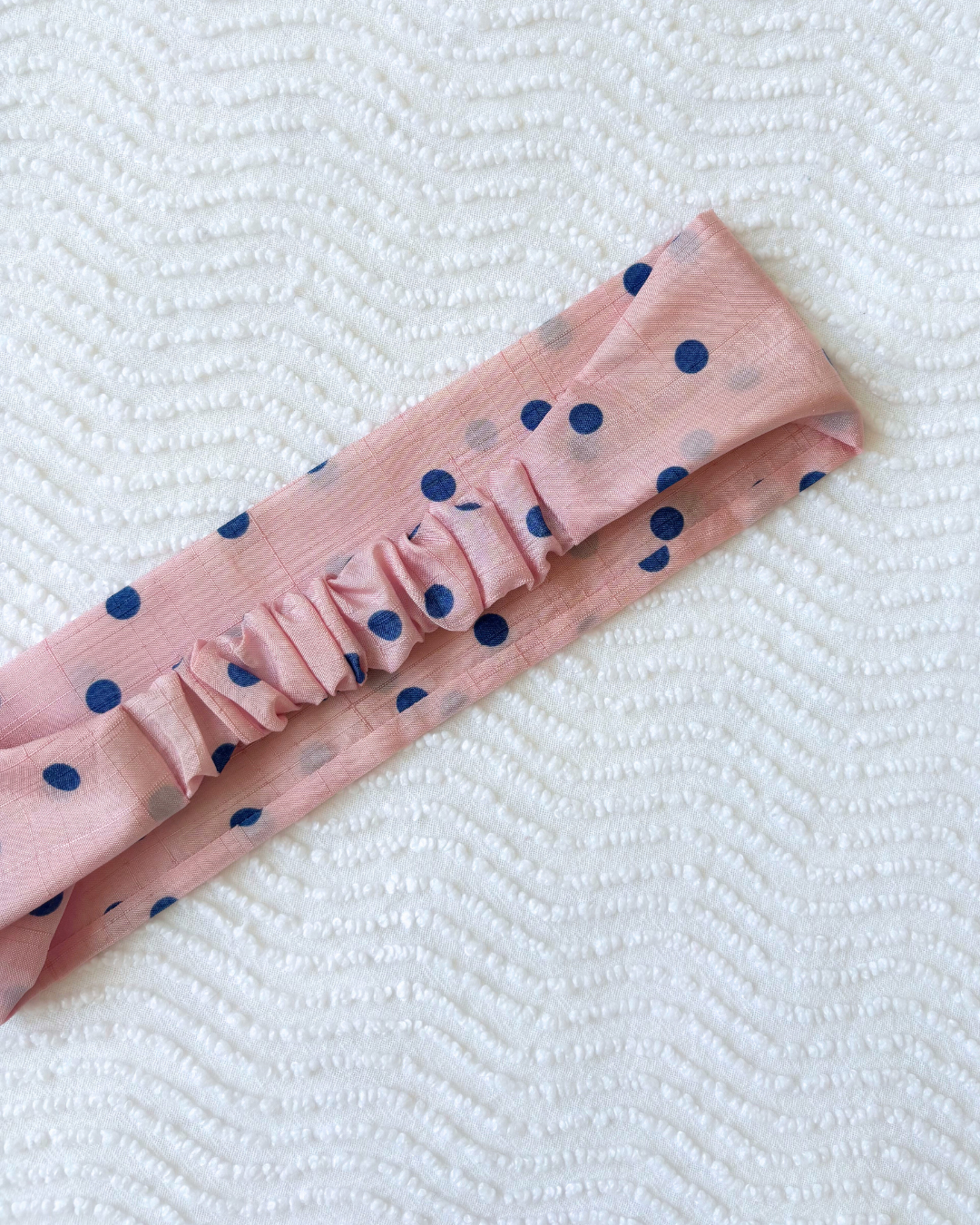 Bandeau rose pois bleus