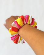 Chouchou rayures jaune, rose et orange