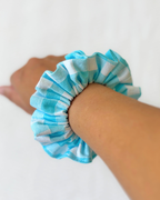 Chouchou vichy bleu turquoise