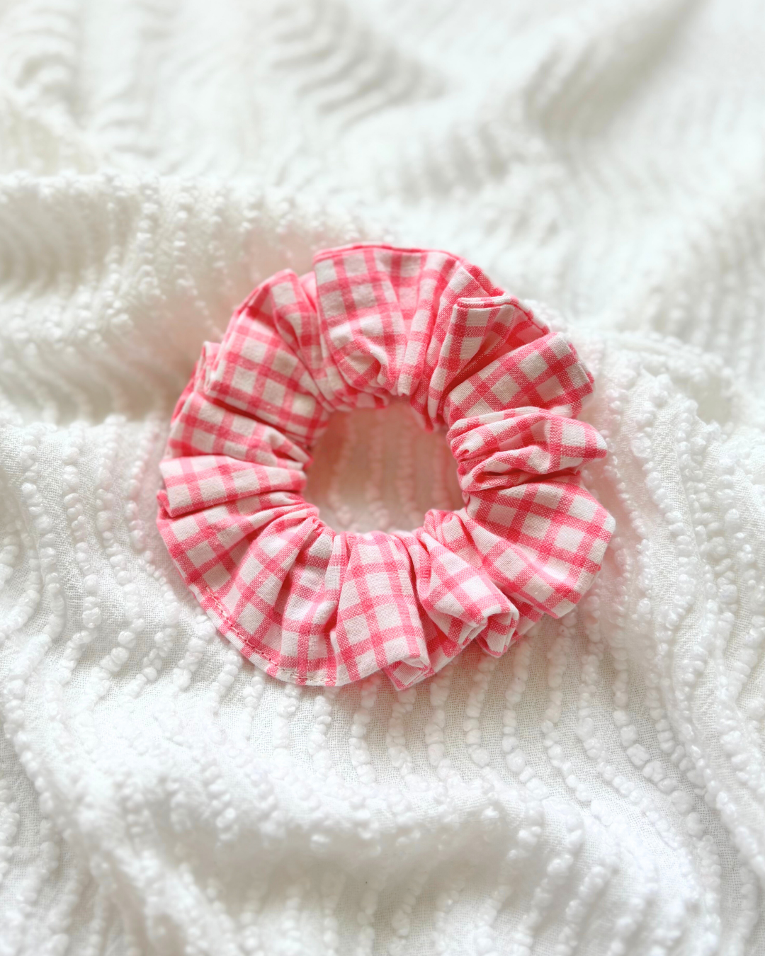 Chouchou carreaux rose