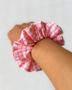 Chouchou carreaux rose