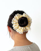 Chouchou dentelle rayures jaune