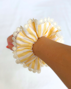 Chouchou dentelle rayures jaune