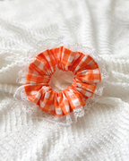 Chouchou dentelle vichy orange