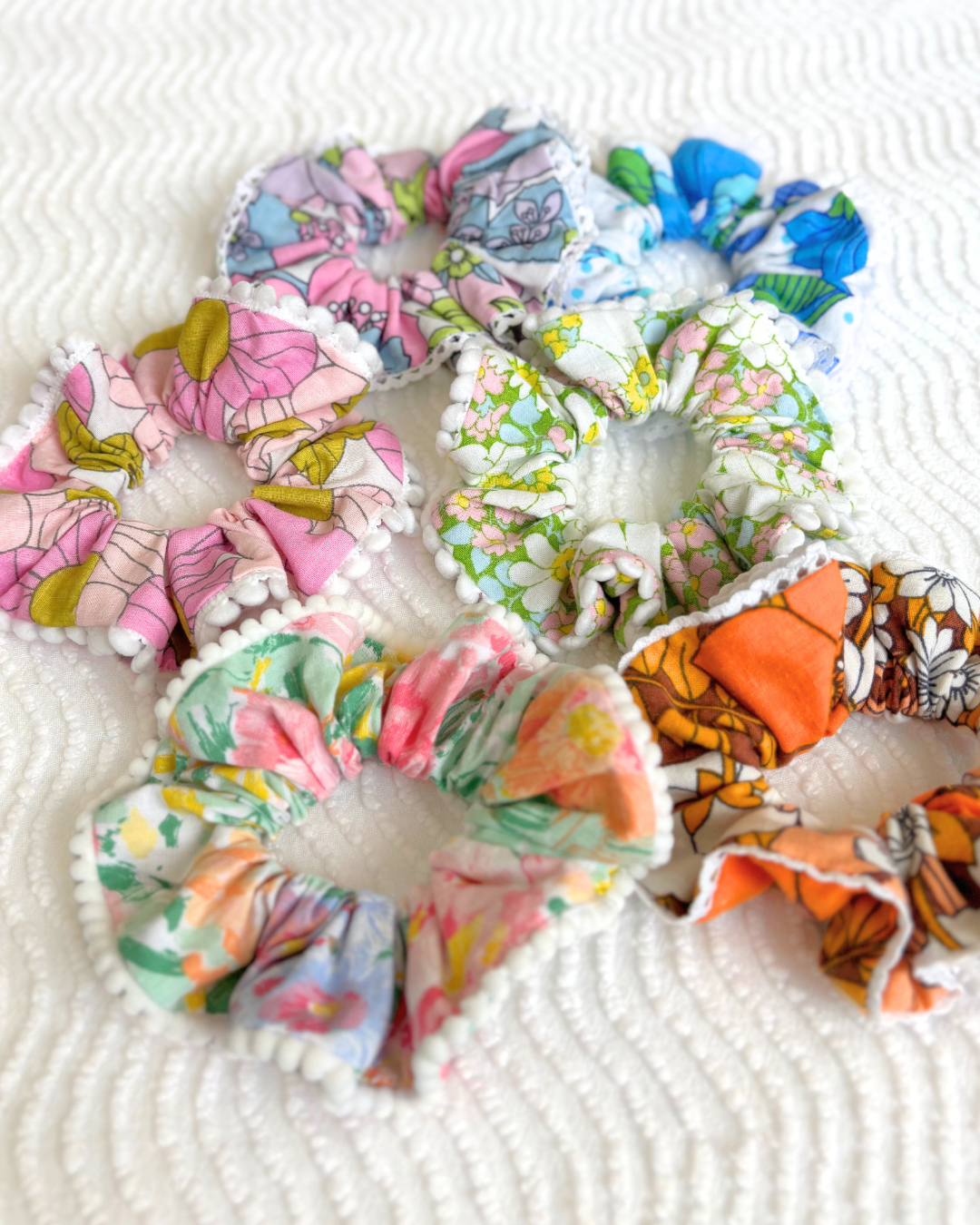 Chouchou dentelle 70's orange