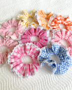 Chouchou dentelle vichy framboise