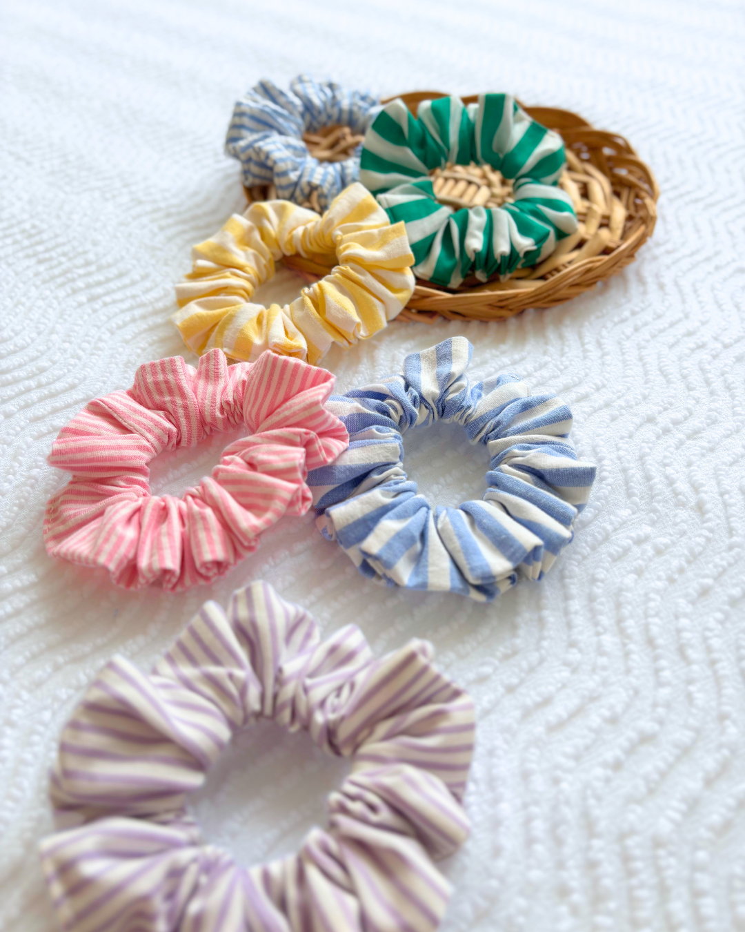 Chouchou petites rayures bleu