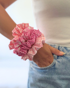 Chouchou vichy rose framboise