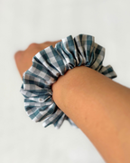 Chouchou vichy bleu canard