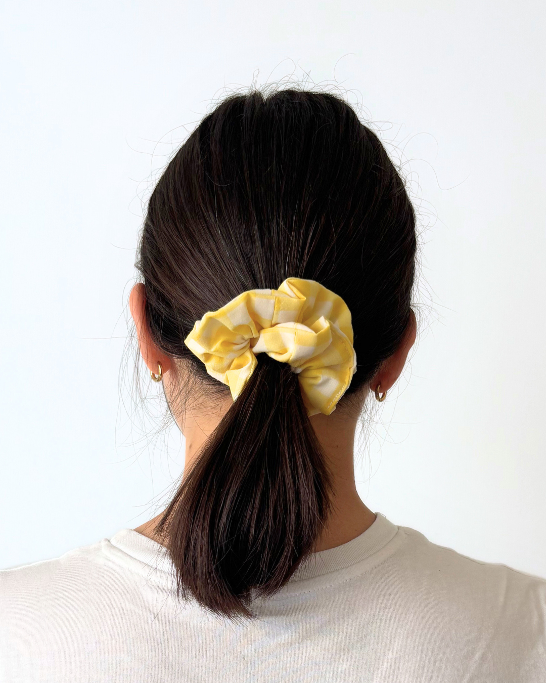 Chouchou vichy jaune citron