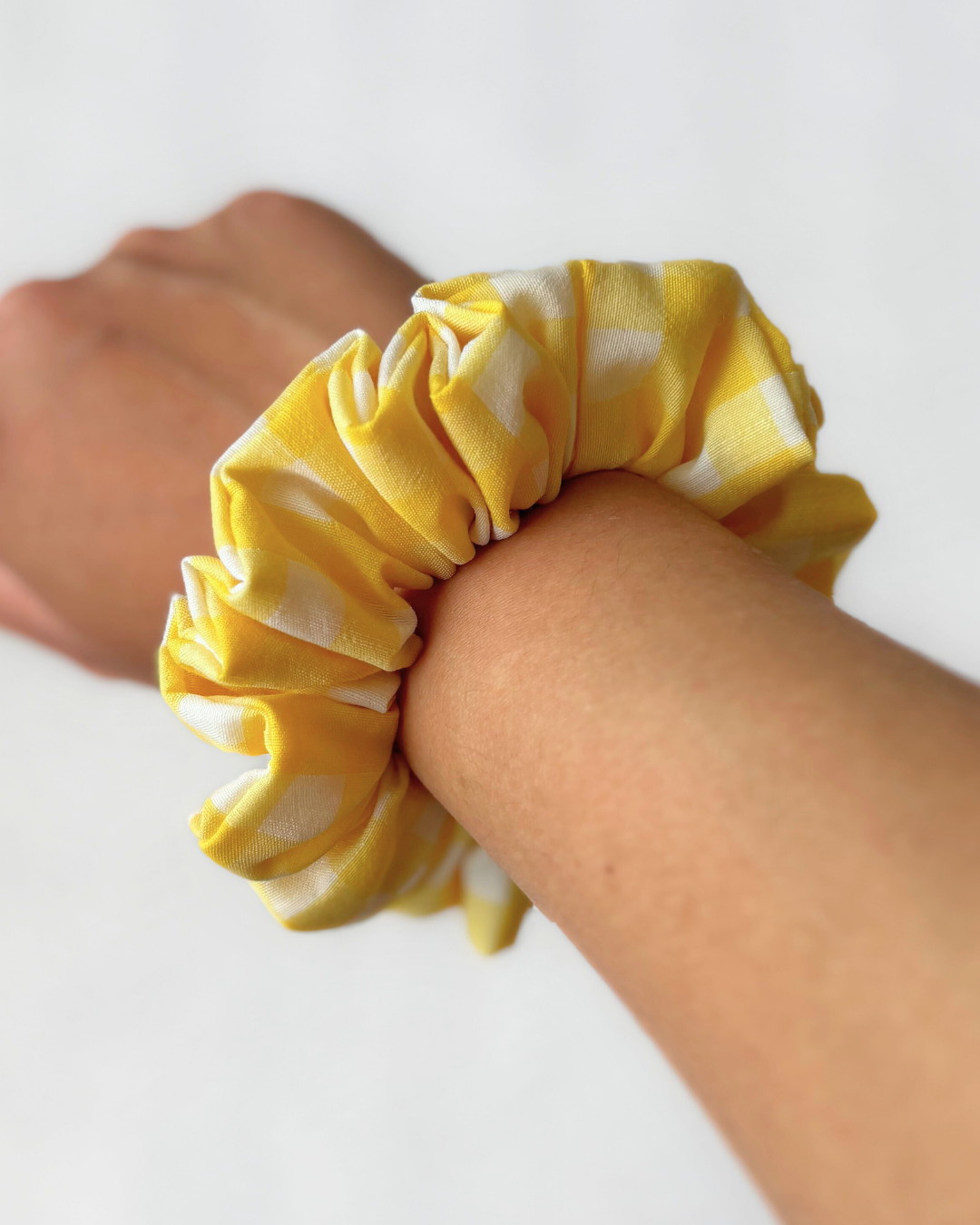 Chouchou vichy jaune citron