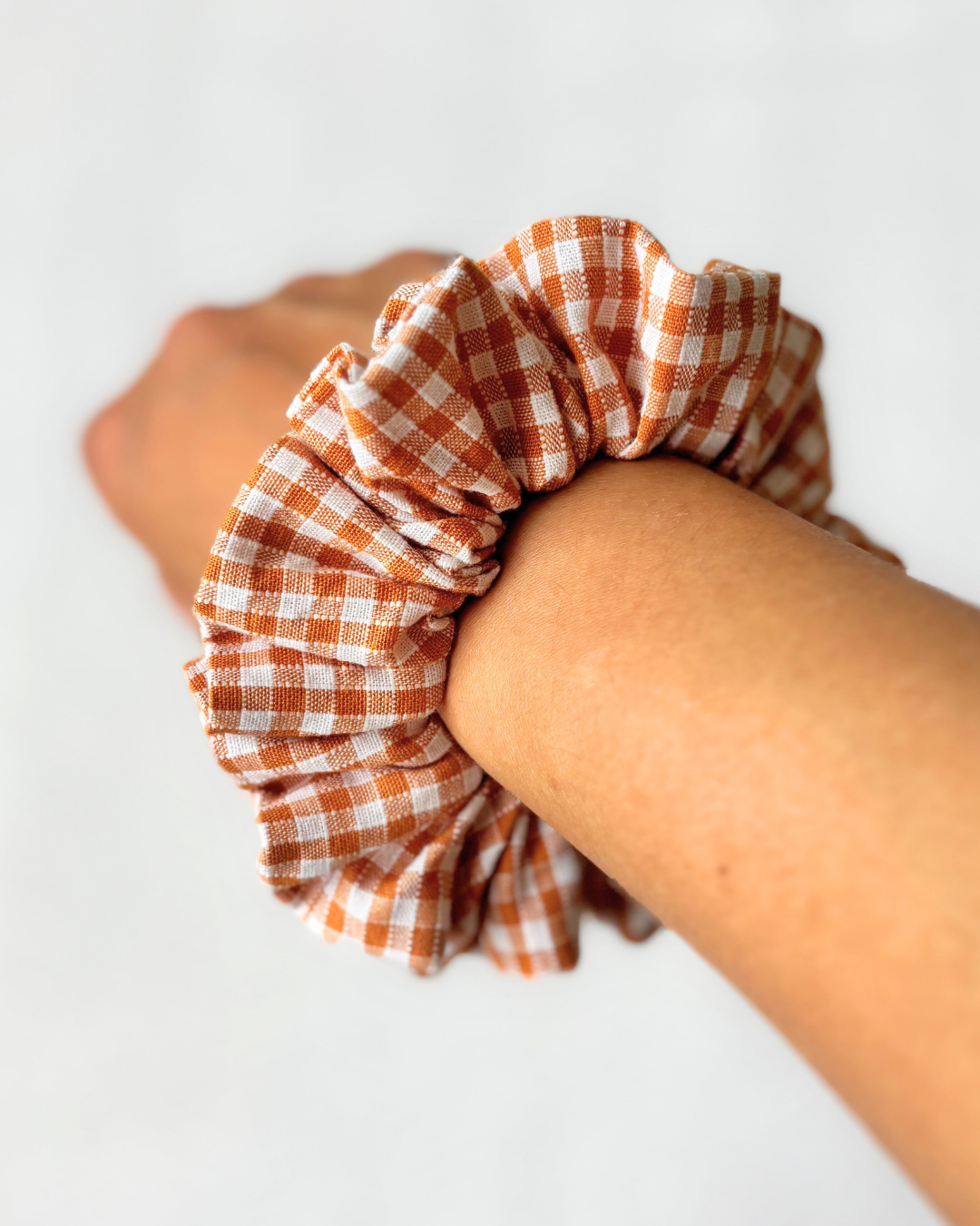 Chouchou vichy ocre jaune