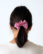 Chouchou vichy rose framboise