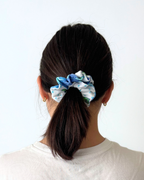 Chouchou vintage fleurs bleu