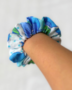 Chouchou vintage fleurs bleu