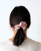 Chouchou vintage fleurs rose