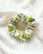 Chouchou vintage fleurs vert