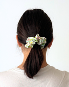 Chouchou vintage fleurs vert