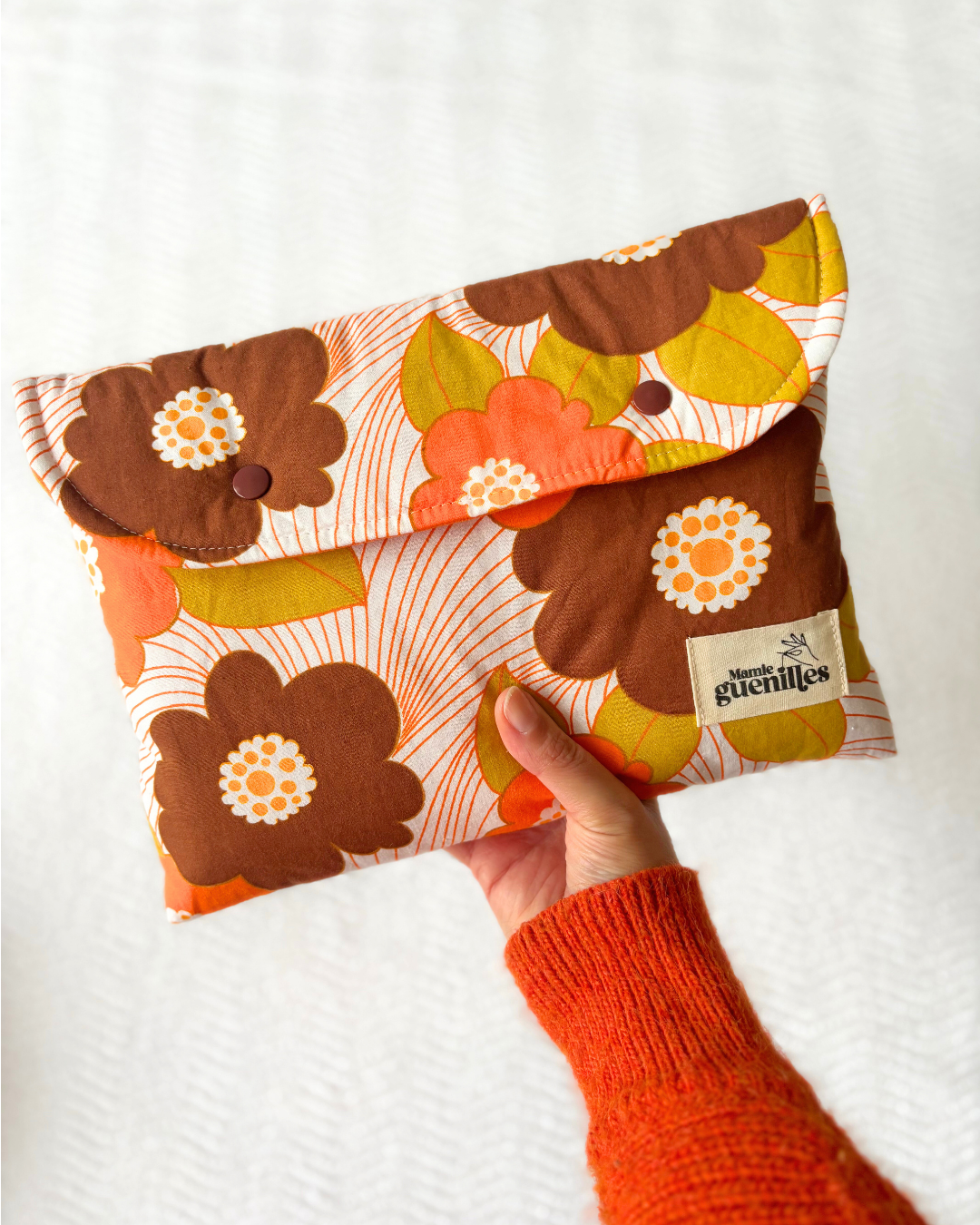 Grande pochette livre et tablette fleurs vintage