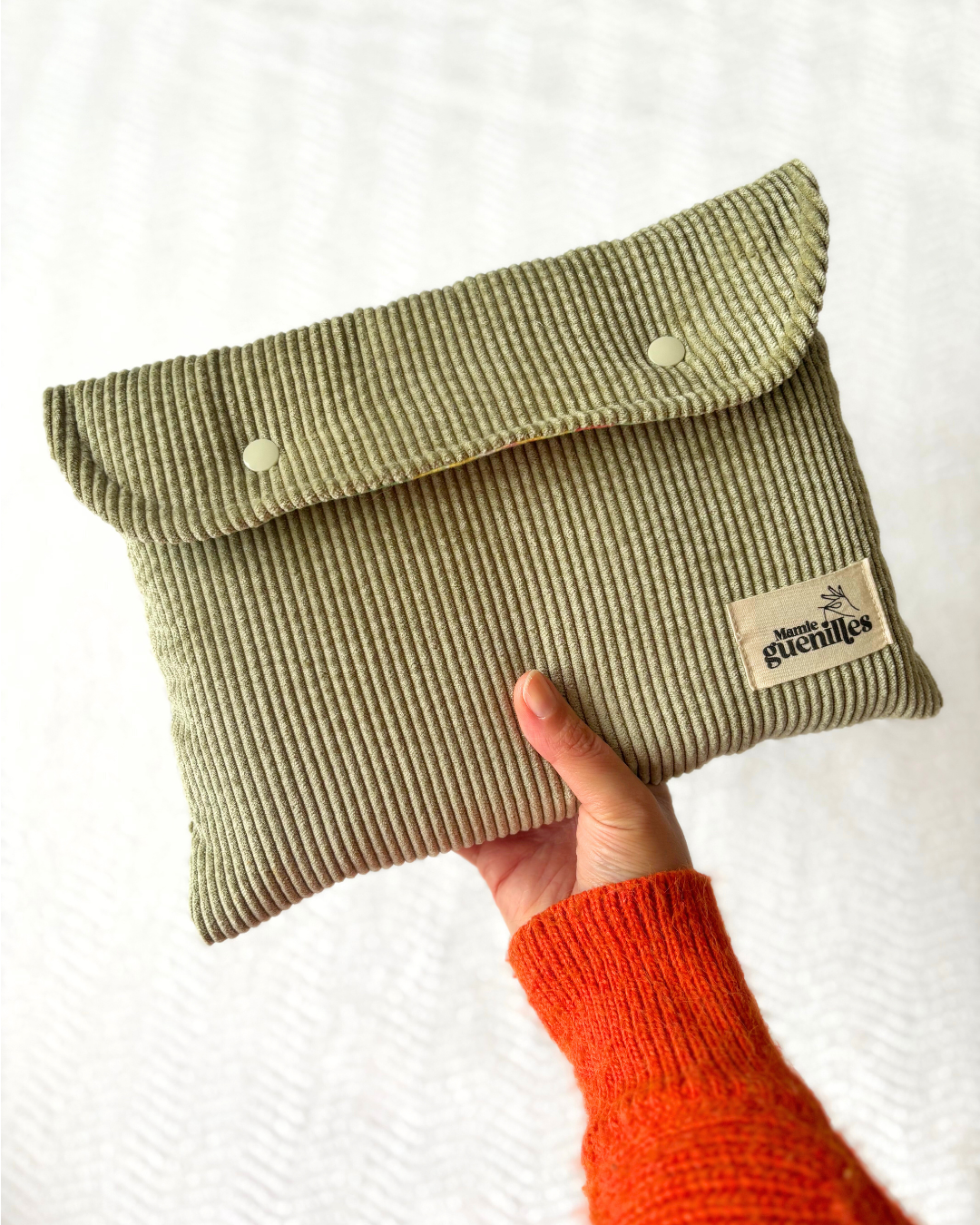 Grande pochette livre et tablette velours vert