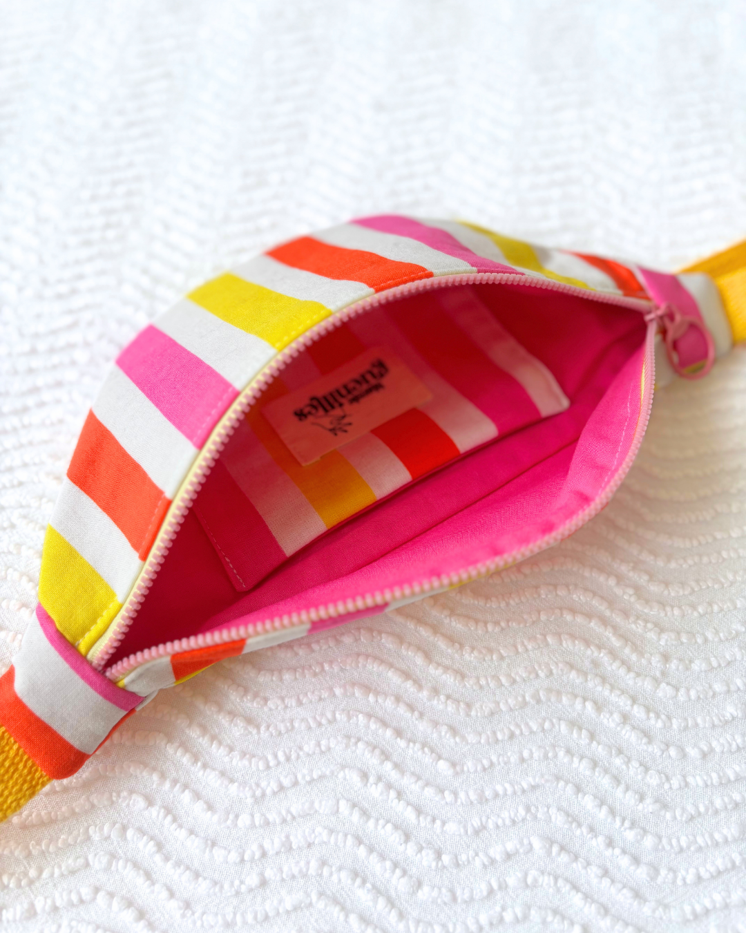 Mini banane rayures rose et jaune