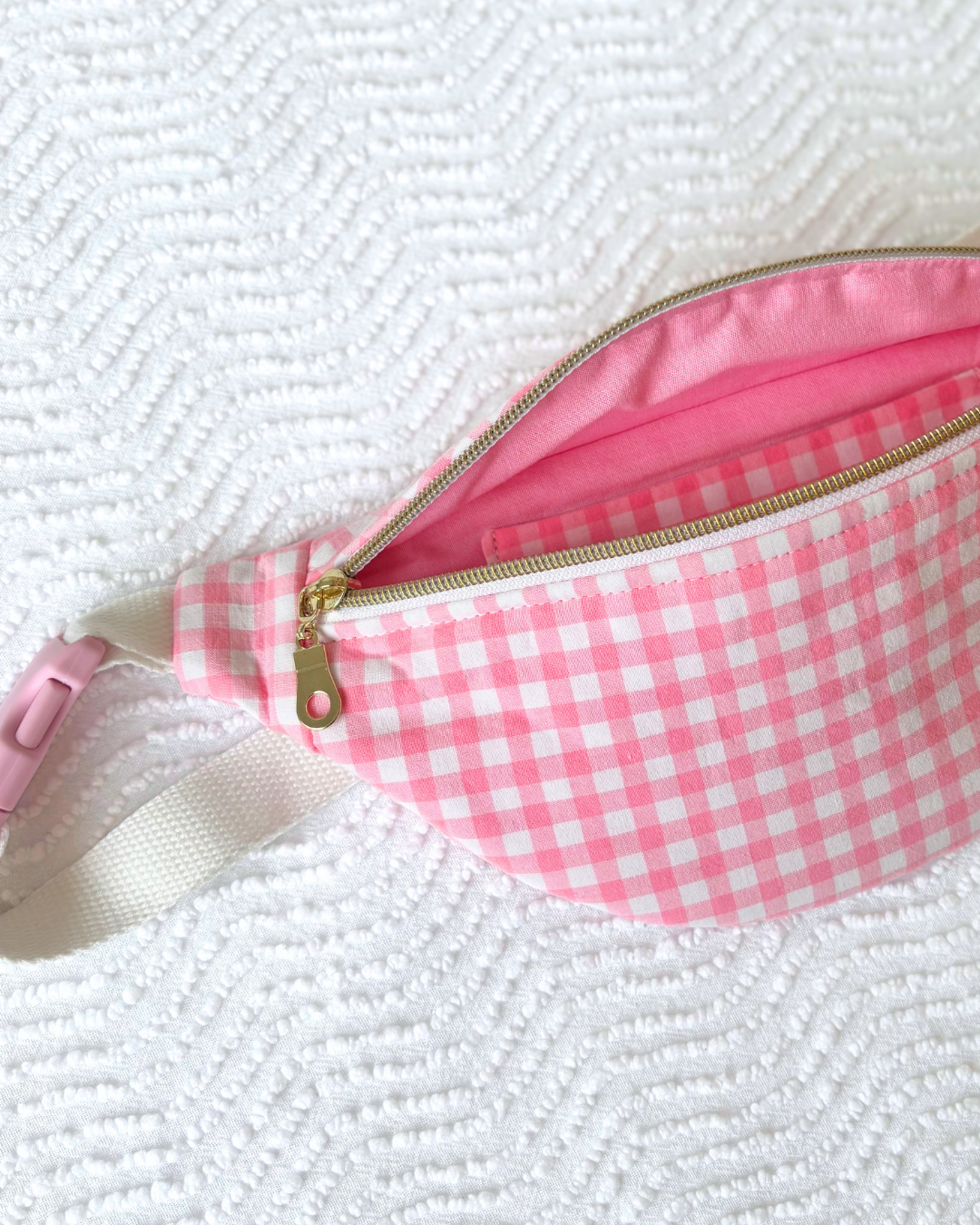 Mini banane motif vichy rose