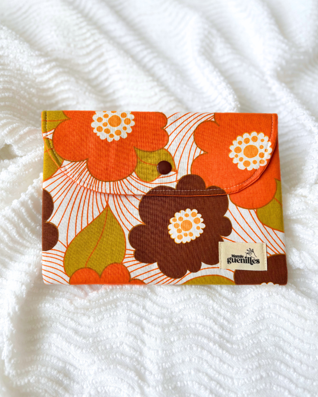 Pochette livre fleurs retro orange