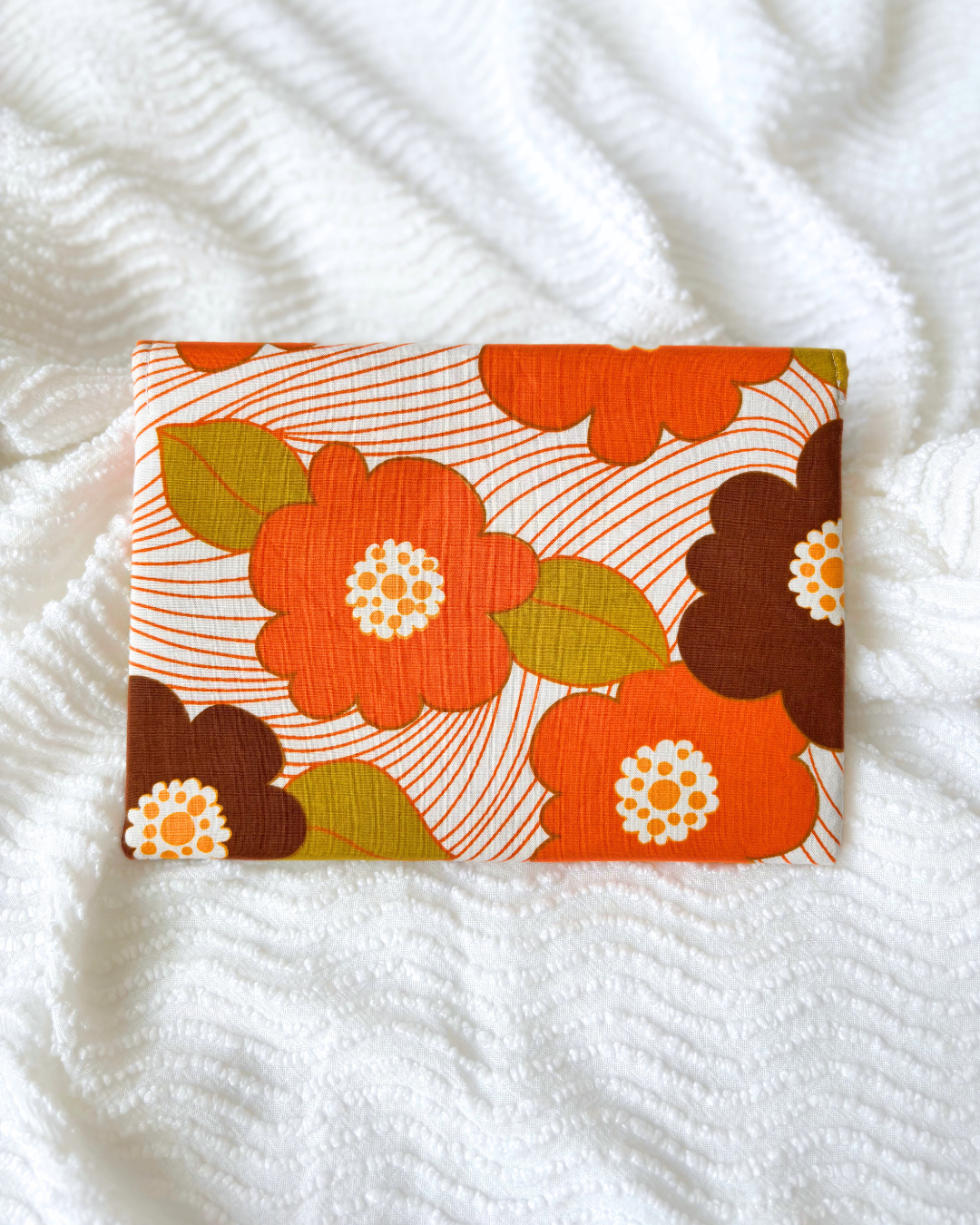 Pochette livre fleurs retro orange