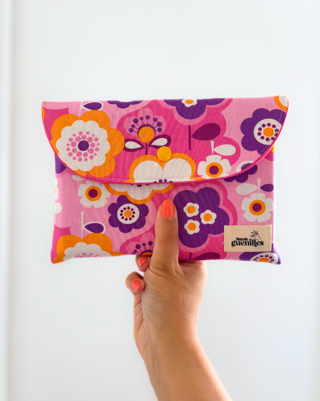 Pochette livre fleurs retro rose
